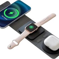 Charging Station for Apple Multiple Devices - 3 in 1 Foldable Magnetic Wireless Charger Dock - Travel Charging Pad for iPhone 16